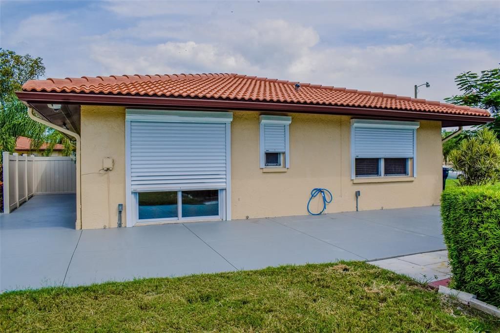 Super easy to just roll down and secure hurricane shutters during storm season.