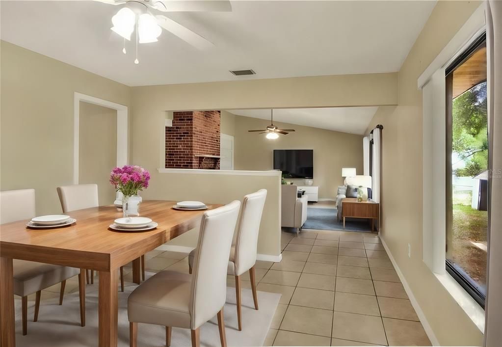 virtually staged dining room