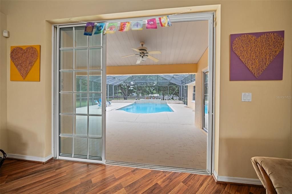 Living Room to Sliding Glass Door & Pool