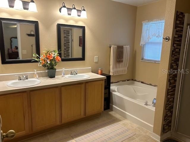 Primary bathroom. Garden tub and separate shower