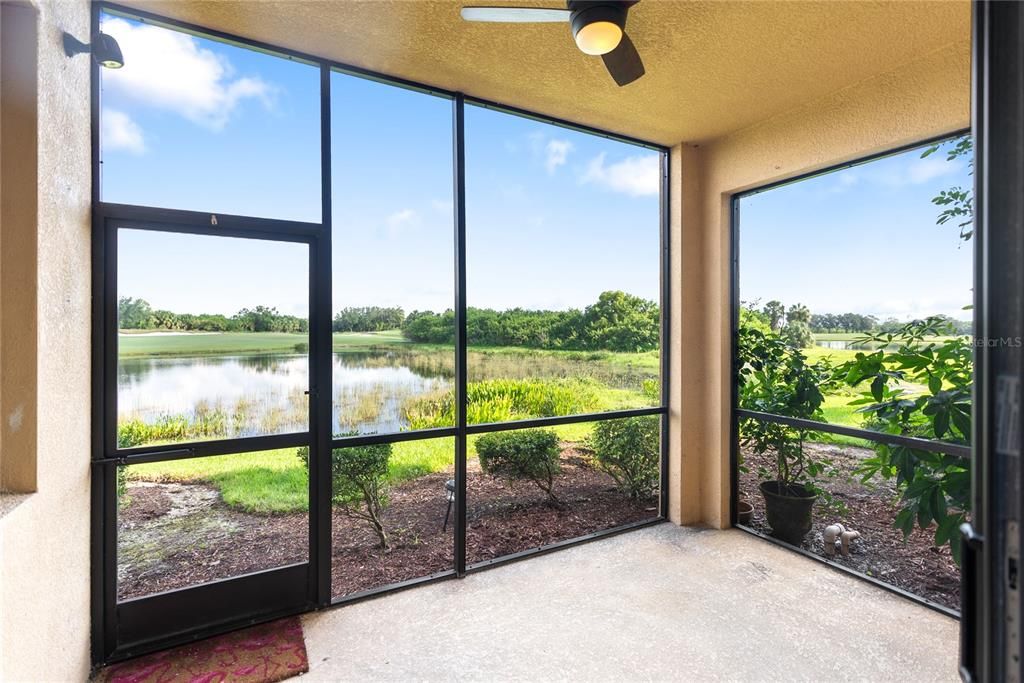 Screened in Lanai to enjoy your view without any of the bugs and an outdoor fan to keep you cool