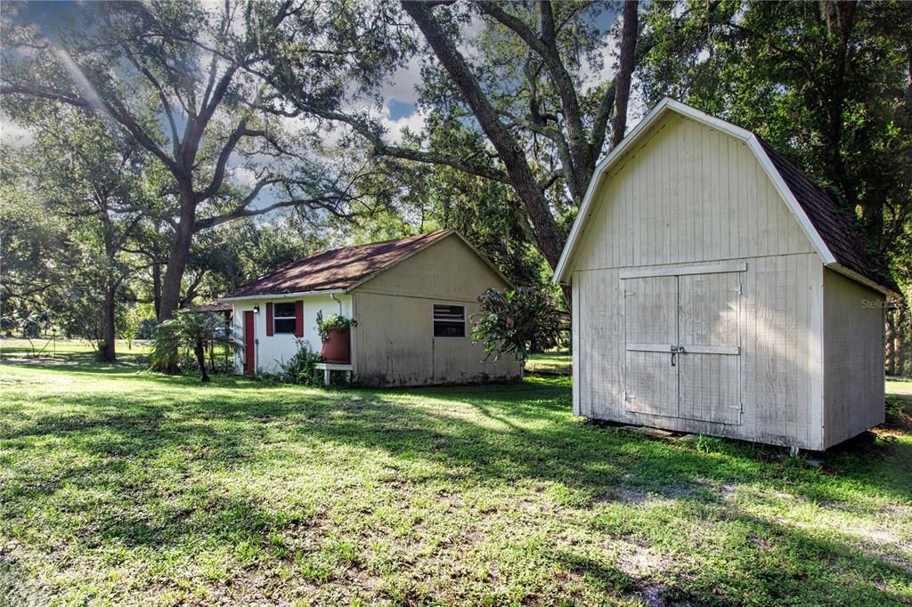 view of shed and garage