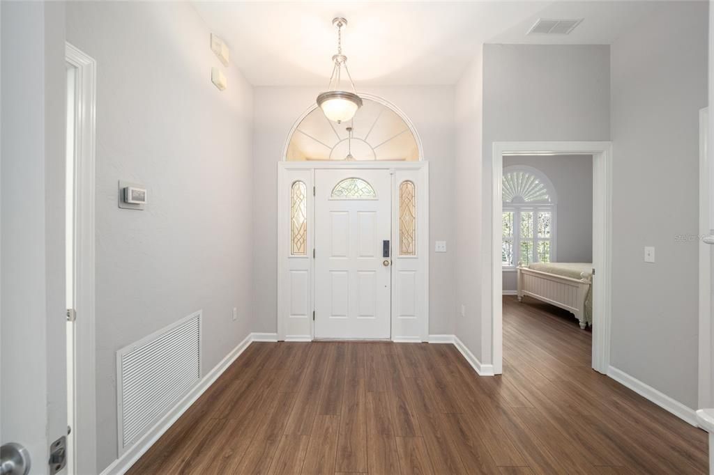 Leaded Glass Entry Door and Hall Closet