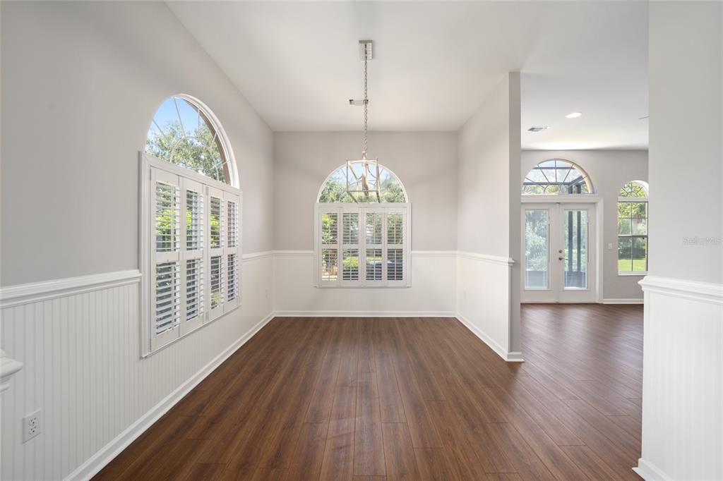 Arched Windows with Plantation Shutters