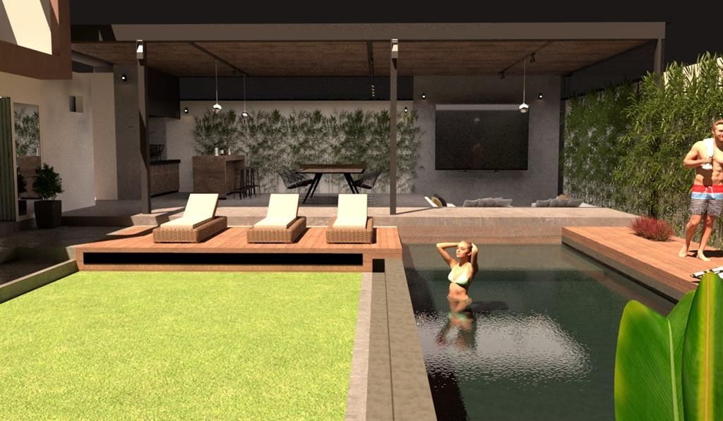 Virtual Mock Up of proposed design for the patio pool and terrace