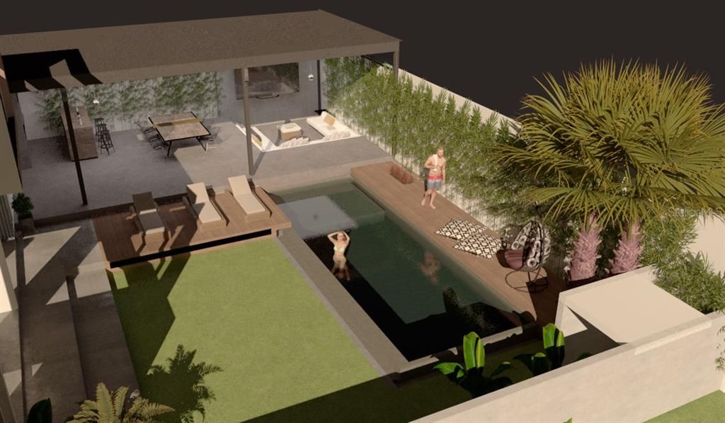 Virtual Mock Up of the aereal proposed design of the terrace