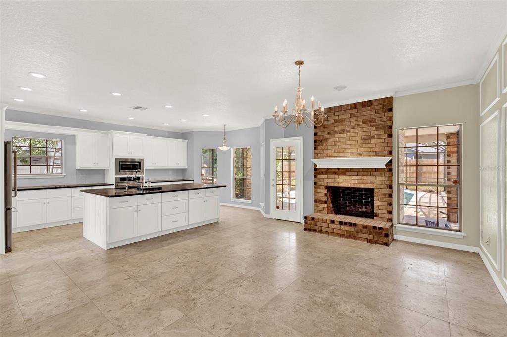 Family Room with beautiful Fireplace