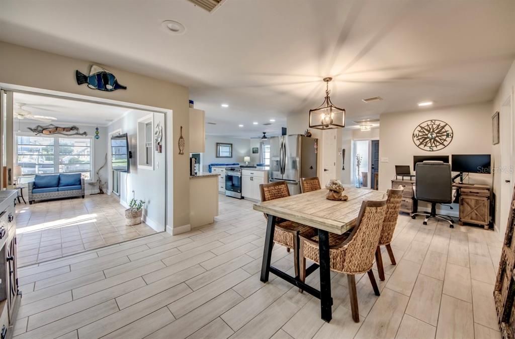 Gorgeous open concept with the sunroom doors open