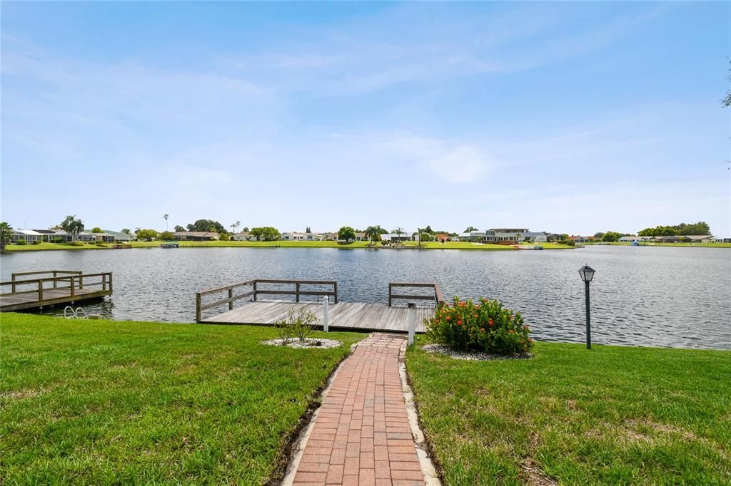 Pavers leading down to the dock.