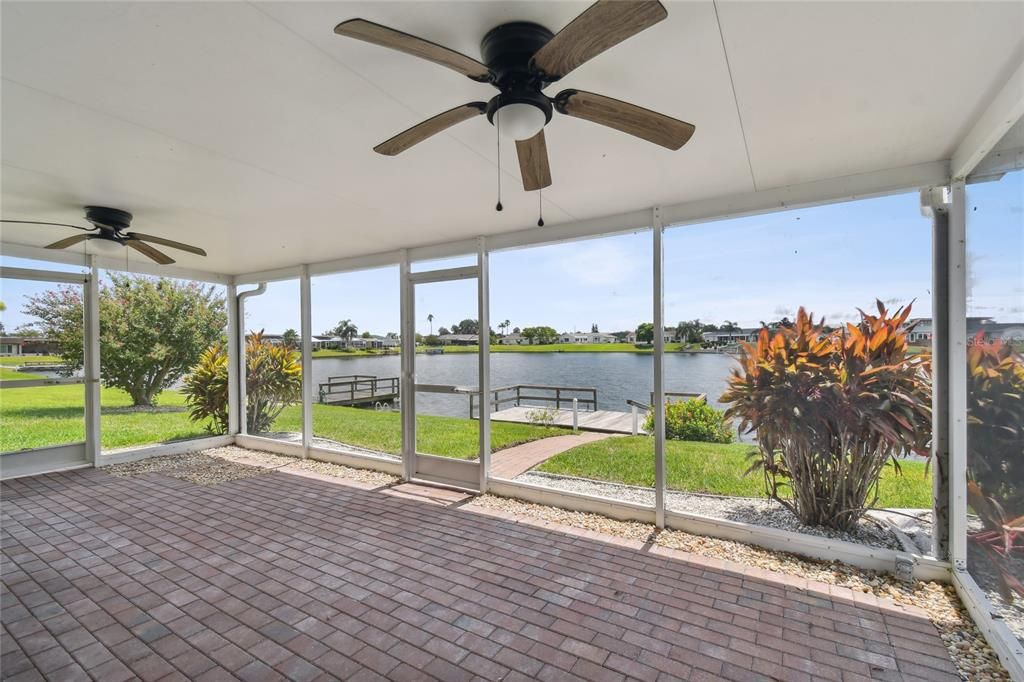 Screened lanai is just steps away from your dock.