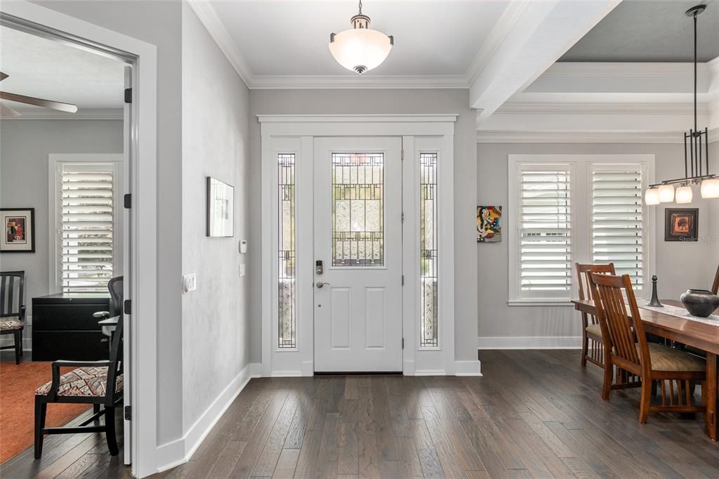 LOOKING BACK TO THE FRONT DOOR - STUDY ON ONE SIDE, FORMAL DINING ROOM ON THE OTHER