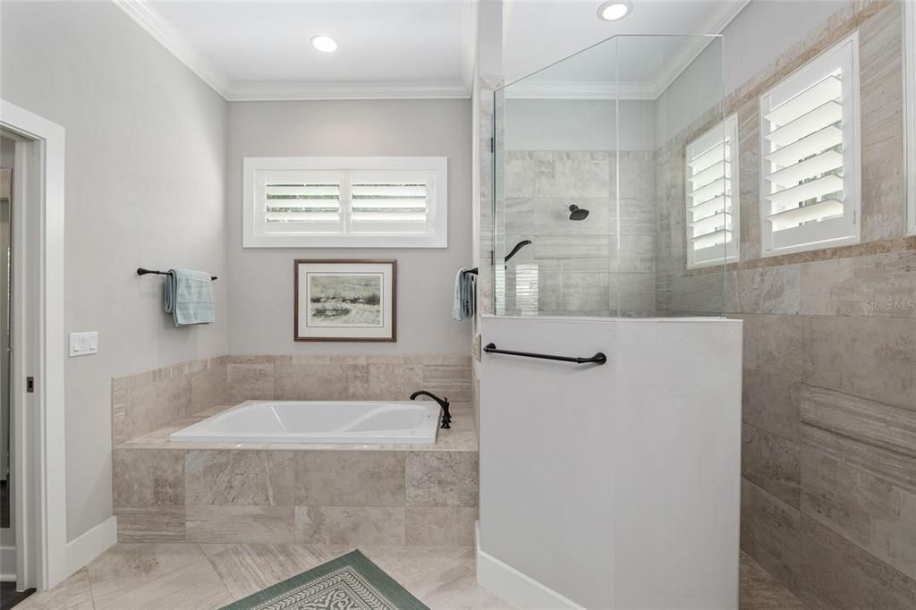 WALK IN SHOWER AND TUB IN OWNER'S BATH