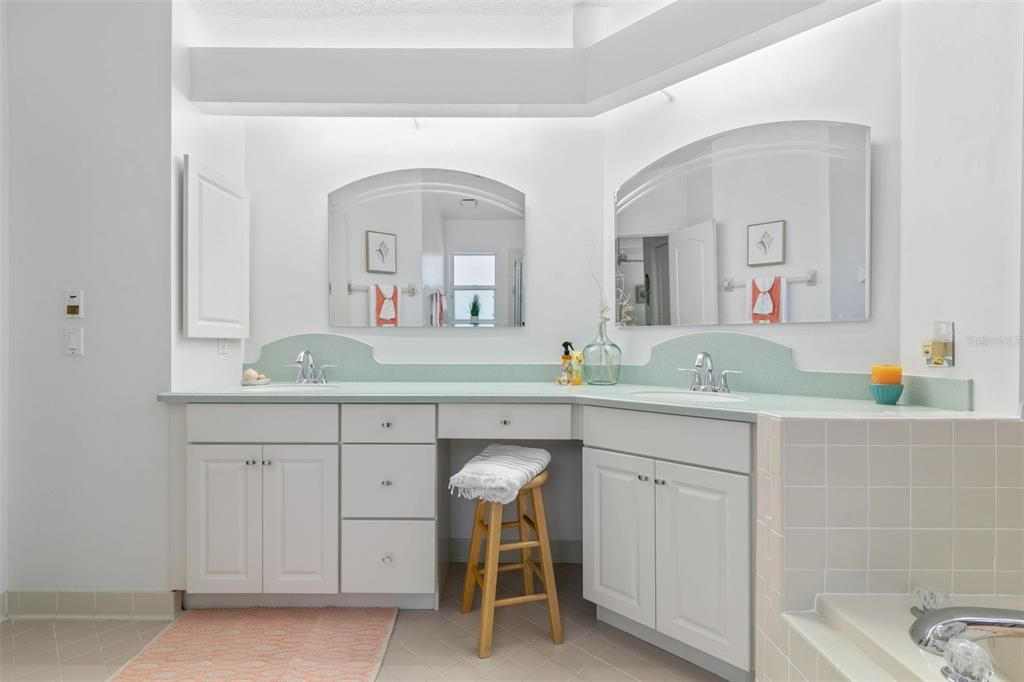 Primary bathroom with double vanities