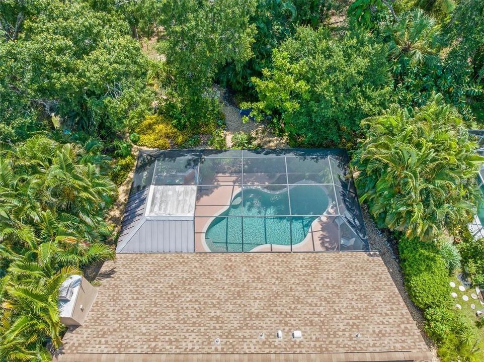 Aerial of Lanai and back yard 7305 43rd St E Sarasota Florida