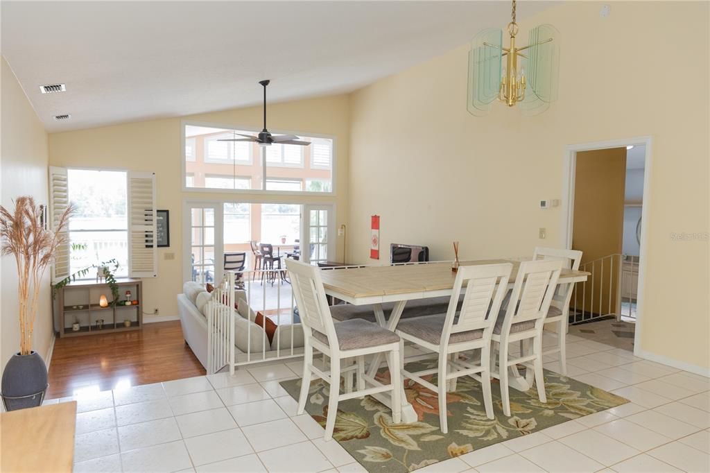 Dining room overlooking great room