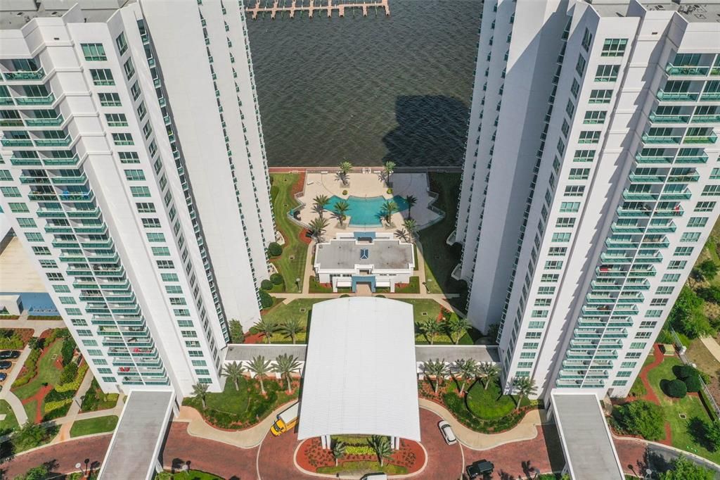 Aerial View of Pool & Towers