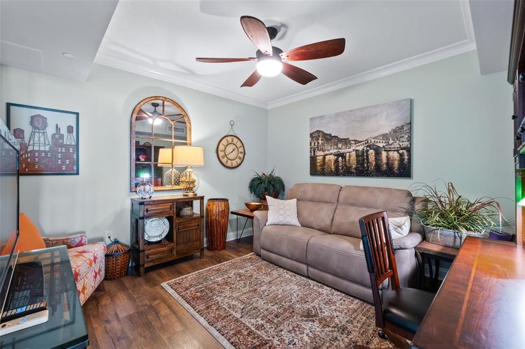 Den/Study with Tray Ceiling & Crown Molding