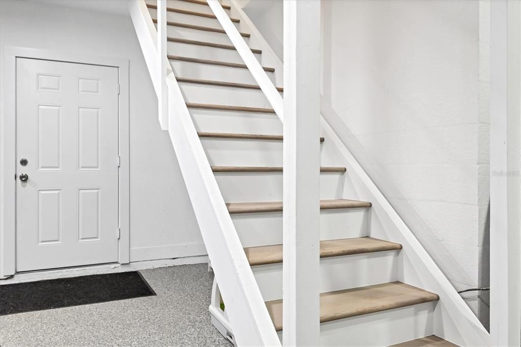 Staircase to multigenerational apartment