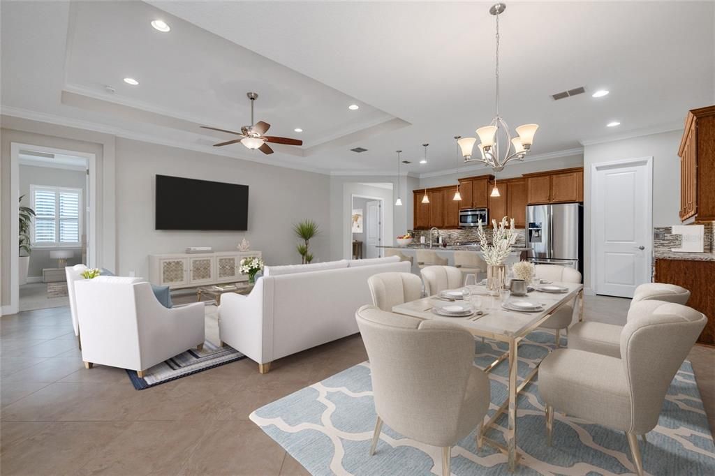 Virtual Staged Dining Room/ Family Combo