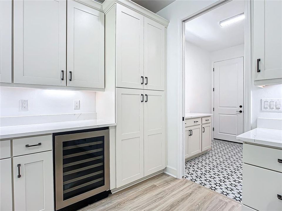 Kitchen with wine refrigerator