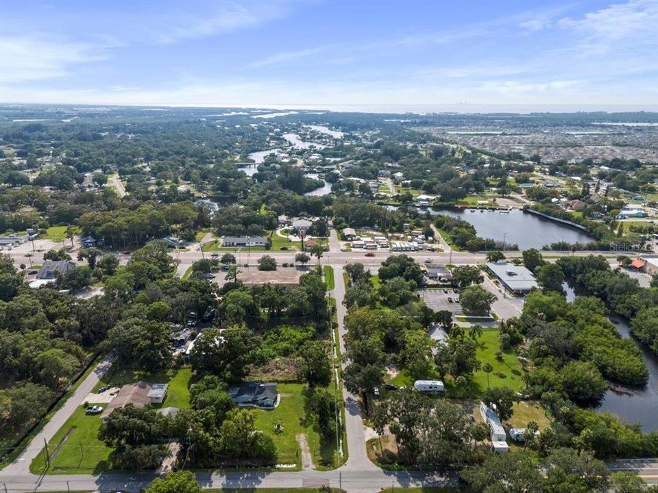 Aerial showing the surrounding area and the proximity to the Ruskin Inlet that leads to the Little Manatee River and out to the gulf.