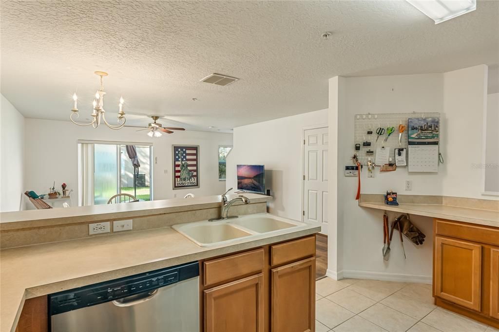 Kitchen open to living room