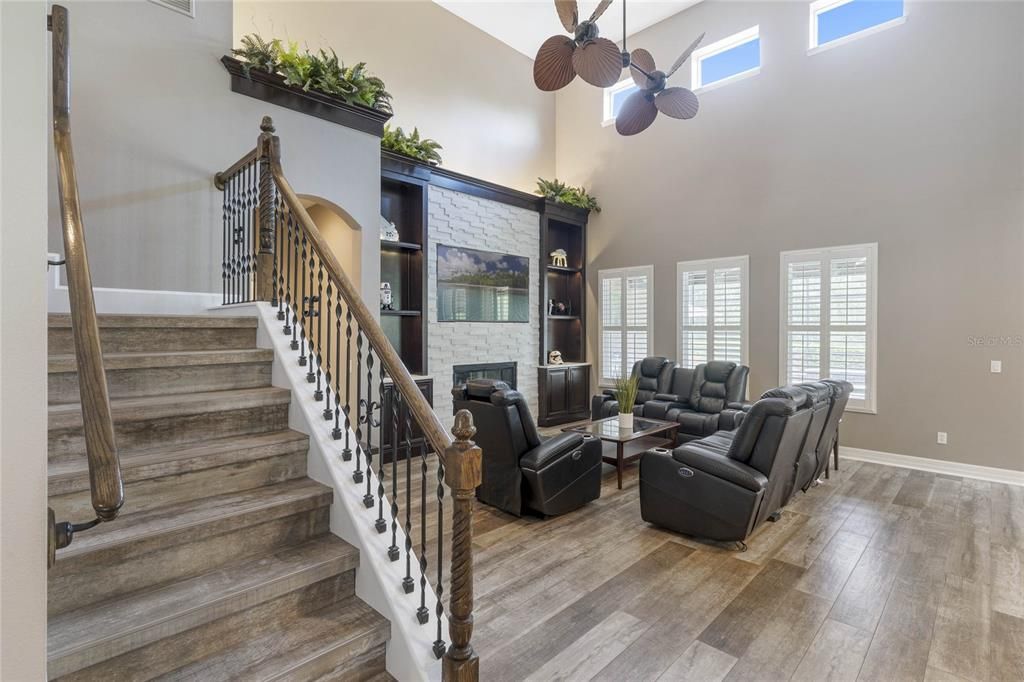 Grand two story living room