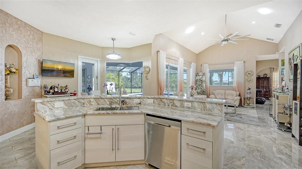 Kitchen is open to the family room.