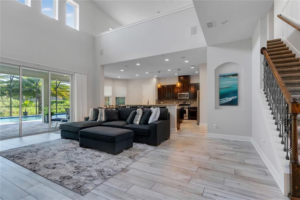 Large 340 Sq. Ft. family Room with Soaring Ceilings