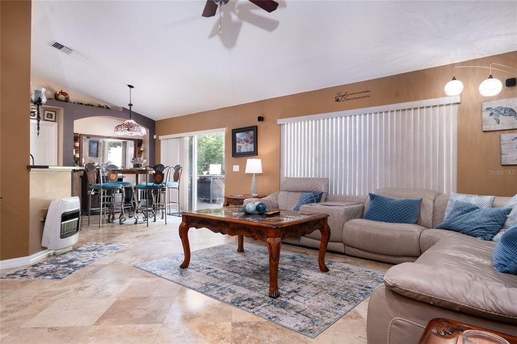 Main living area towards dining area. Plenty of windows for natural light when you want it.