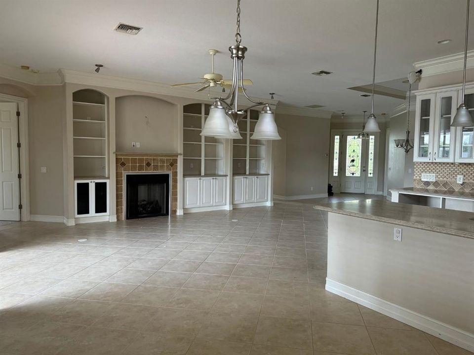 Living space with fireplace