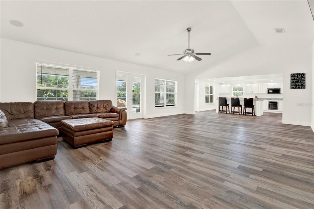 living room looking towards pool side of the home.