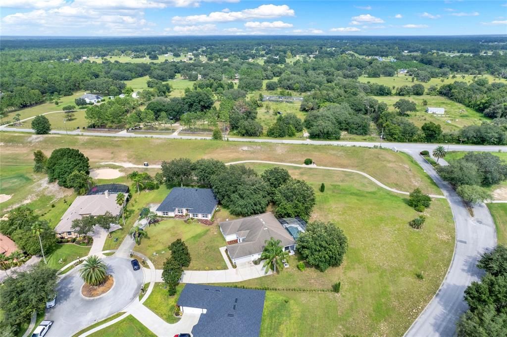 Aerial view of the cul de sac and the side road