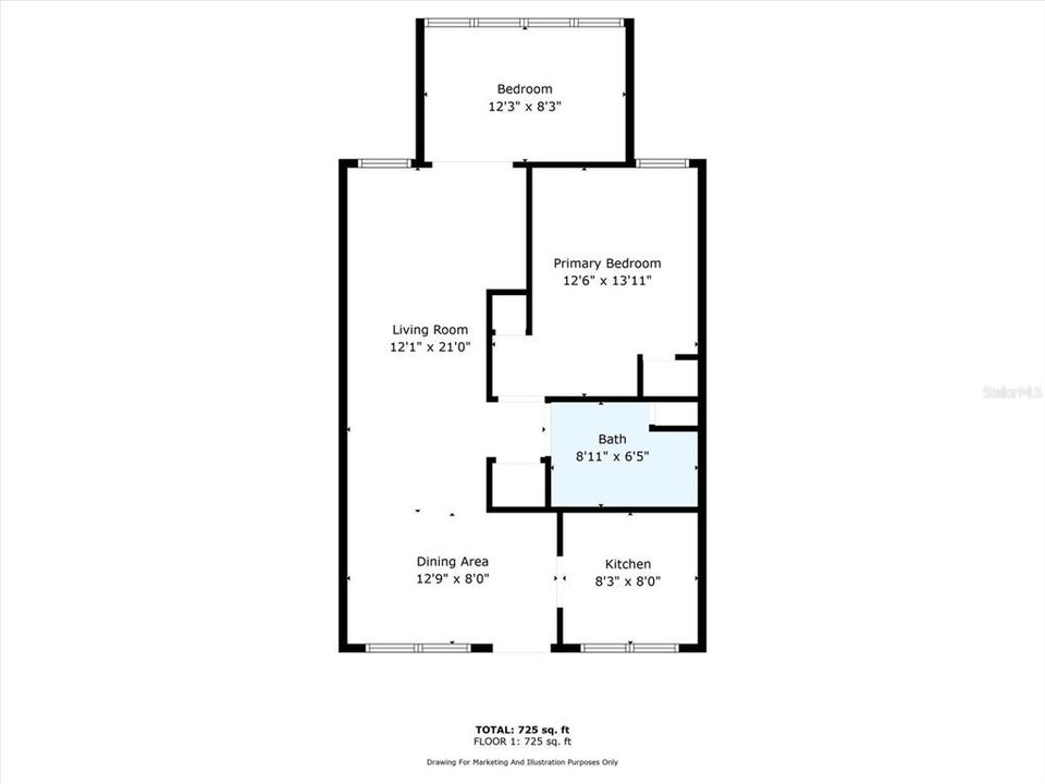 For Sale: $397,500 (1 beds, 1 baths, 735 Square Feet)