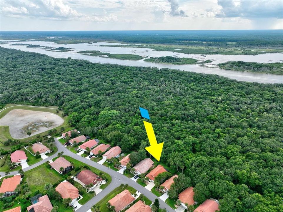 Drone Shot of Property - ICW and the Dock is a 7 Min Walk from Property