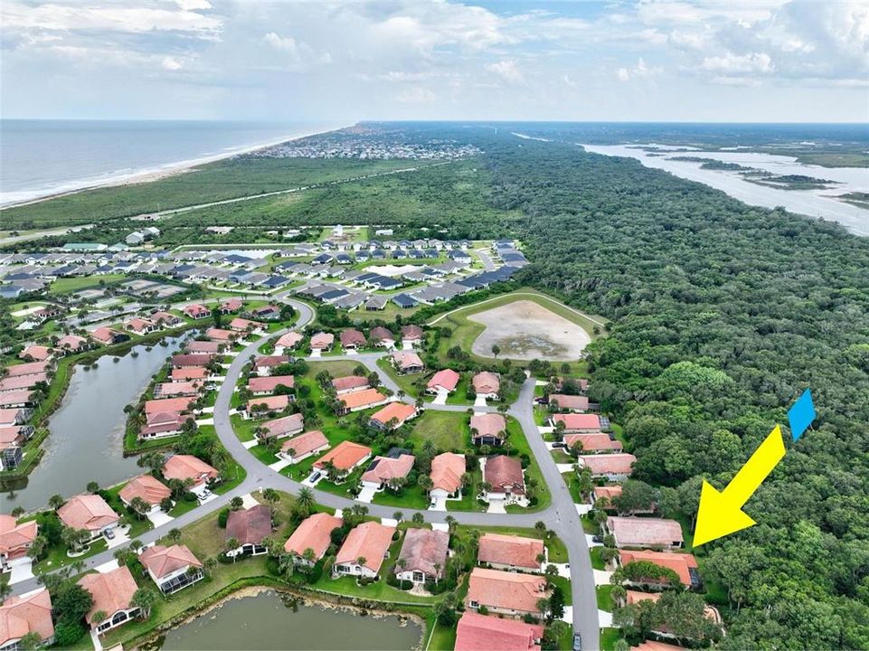 Drone Shot of Property with Atlantic Ocean Only a 10 min Walk to the Clubhouse