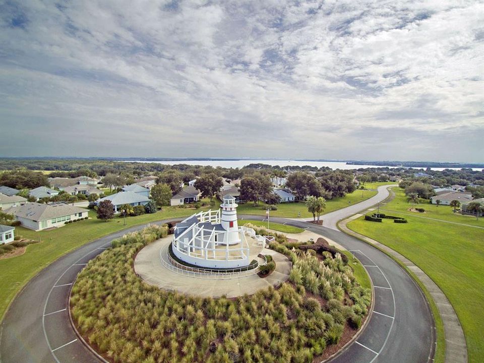 Aerial view of Lighthouse. Lake Harris in background.