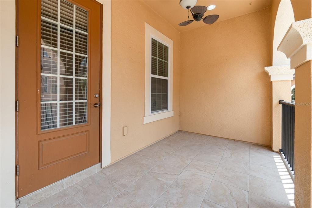 Balcony on second floor off of family room