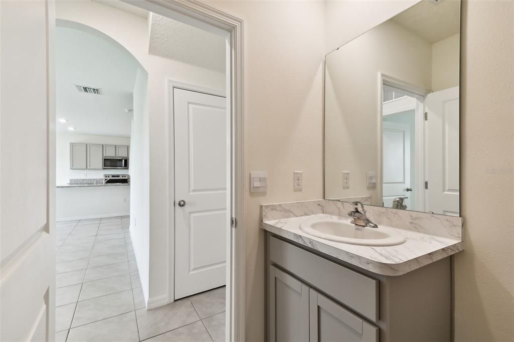 Full guest bathroom downstairs.