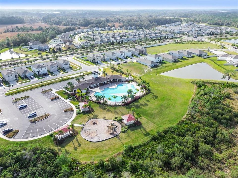 Aerial view of the clubhouse/pool.