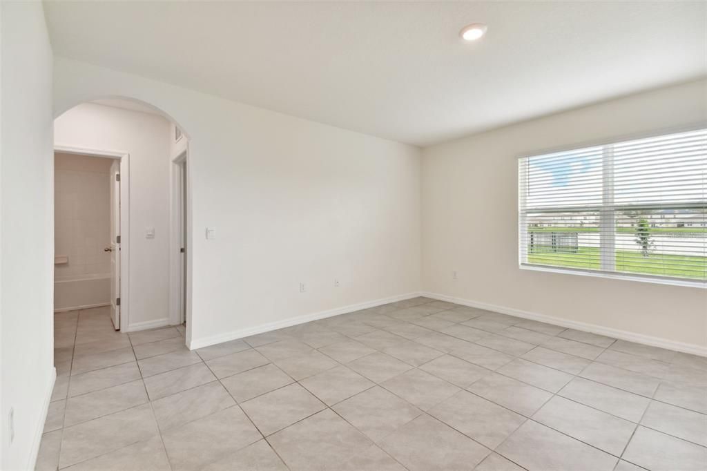 Open floor plan with family room, kitchen combo.