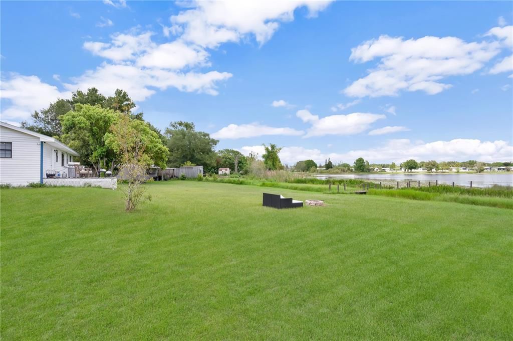 Backyard View with Fire Pit