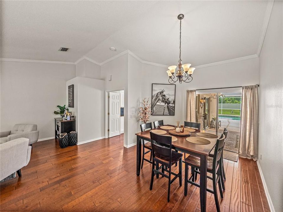 Living room and dining room