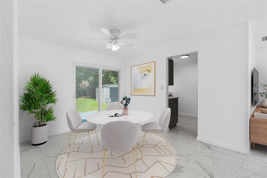 Dining room facing outdor area