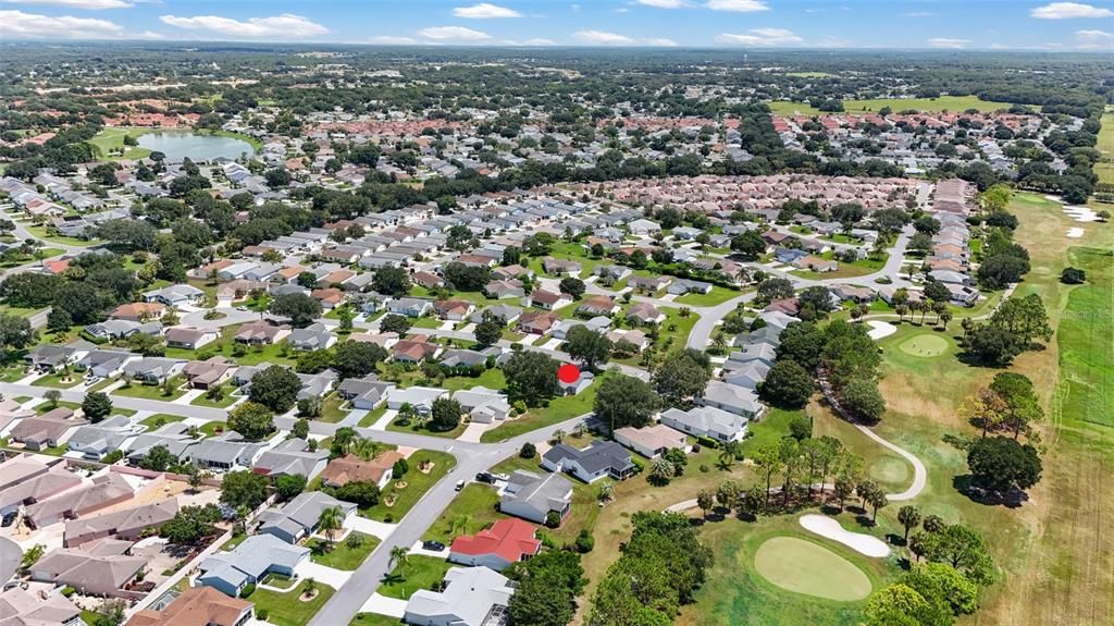 AERIAL looking Southeast featuring De La Vista Executive GC (right), San Diego Streek (direct access to Morse, front left), and Morse Blvd (center, curving left to right along tree line)