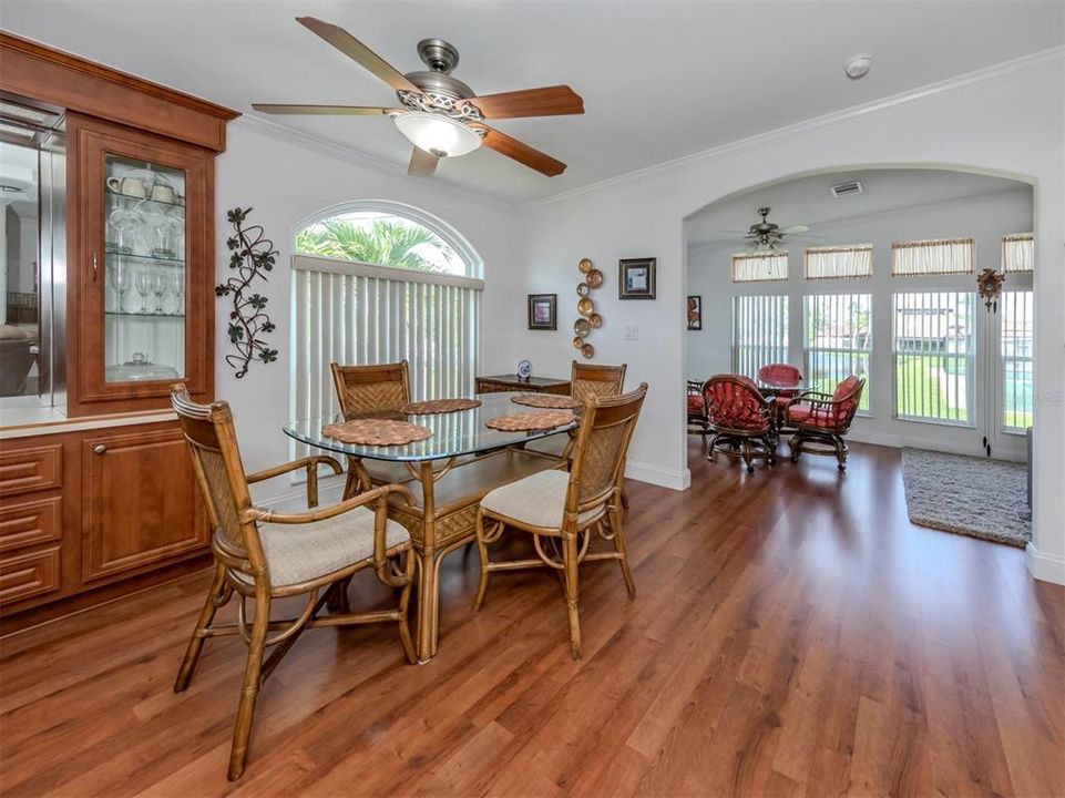 Dining room looking into family room.