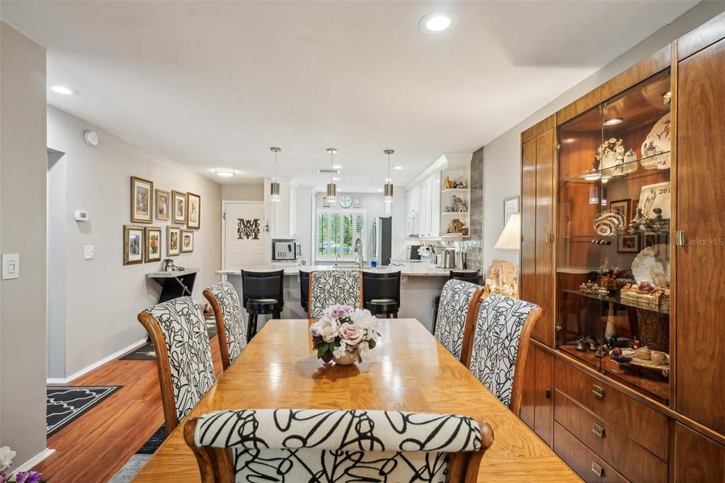 View from dining room into kitchen.