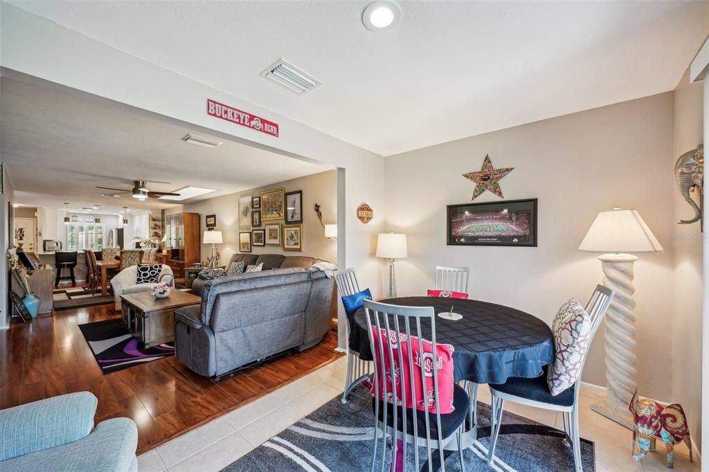 Living room opens up seamlessly to bonus room.