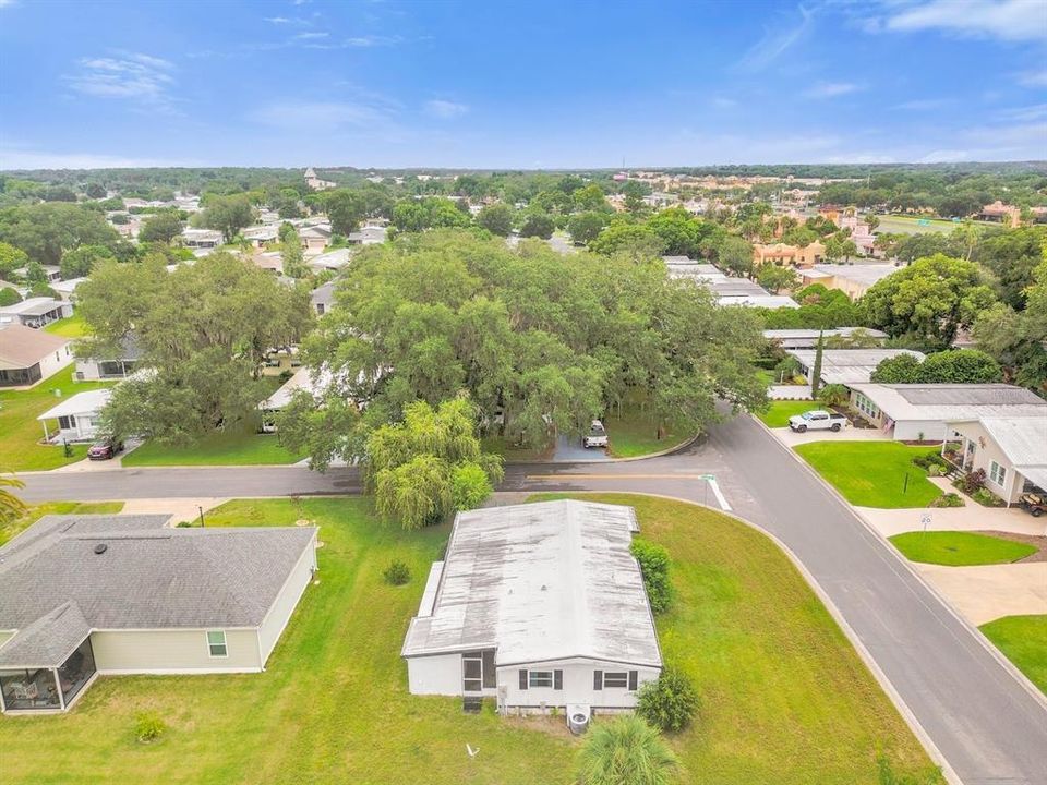 Aerial view of the house and community