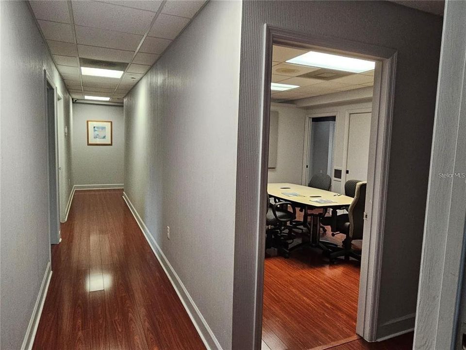 Top of the stairwell showing the conference room